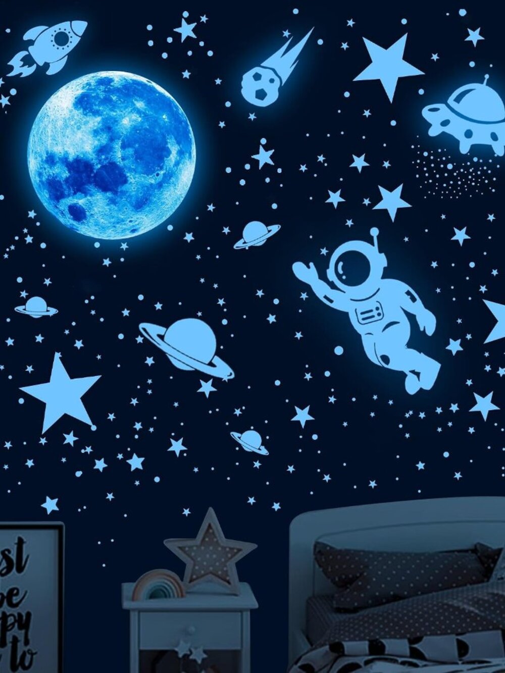 530Pcs Glow in the Dark Stars for Ceiling,Space Galaxy Wall Decals
